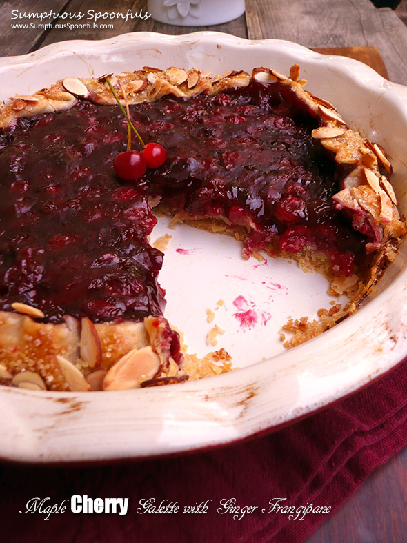 Maple Cherry Galette w Ginger Frangipane ~ Sumptuous Spoonfuls #cherry #pie #recipe