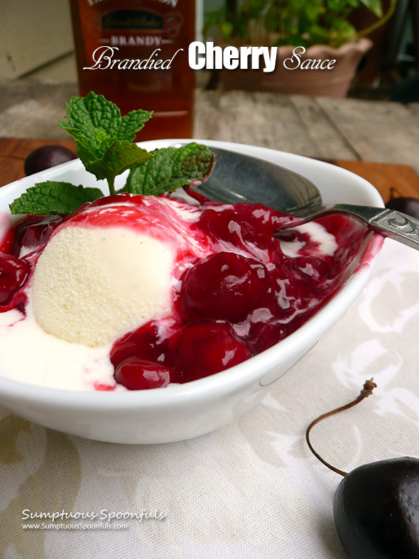 Brandied Cherry Sauce ~ Sumptuous Spoonfuls #easy #elegant #tartcherry #dessert #recipe 