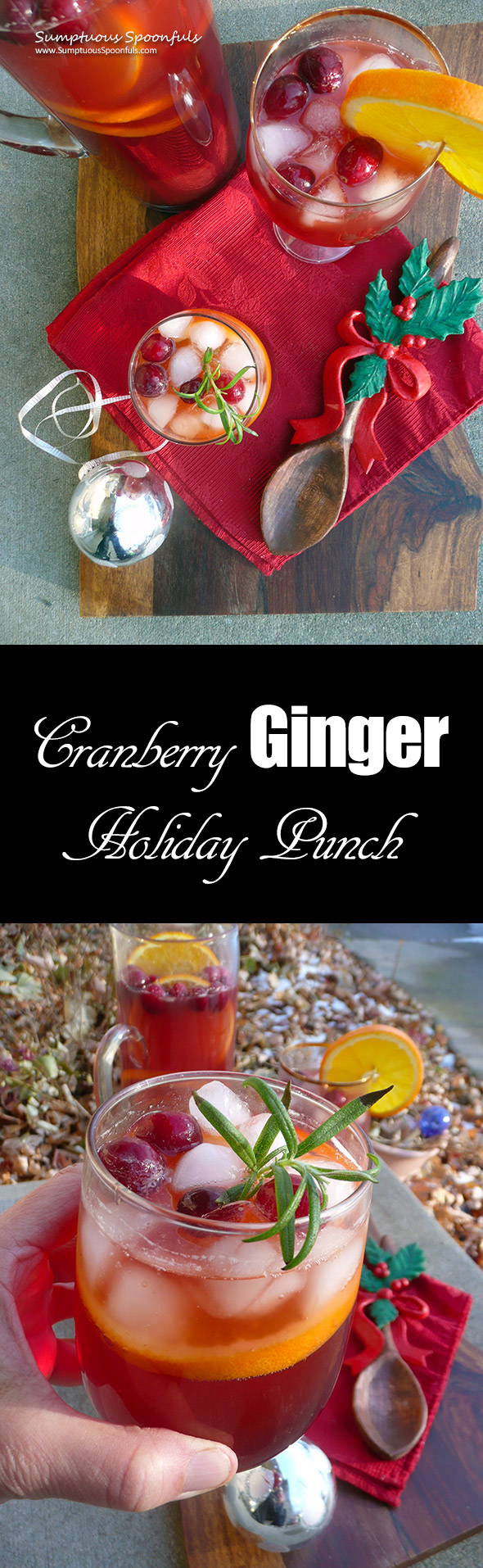 Cranberry Ginger Holiday Punch ~ Sumptuous Spoonfuls #refreshing #holiday #punch #recipe