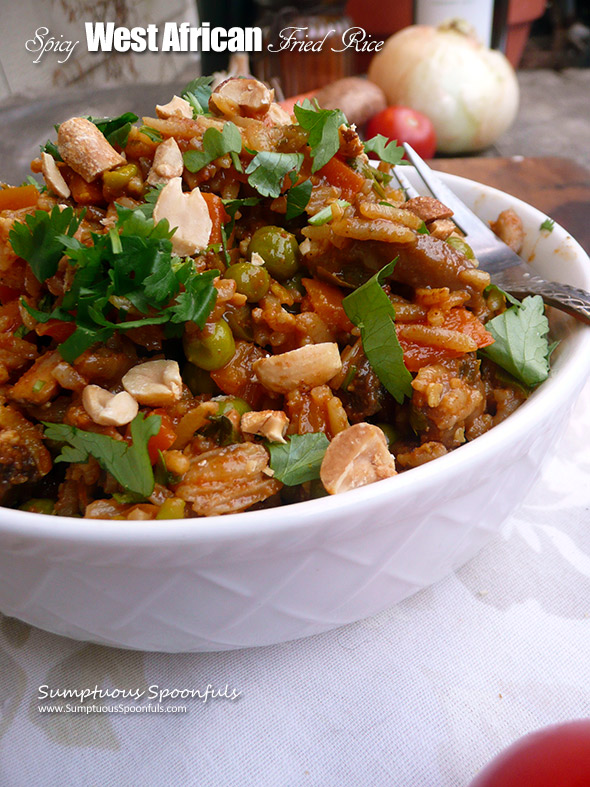 Spicy West African Fried Rice ~ Sumptuous Spoonfuls #rice #recipe
