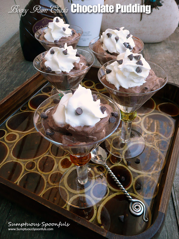 Boozy RumChata Chocolate Pudding ~ Sumptuous Spoonfuls #boozy #pudding #recipe