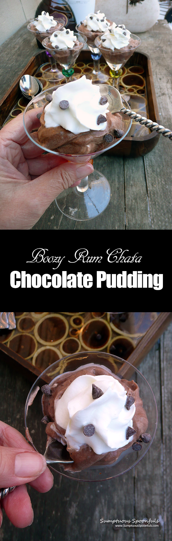 Boozy RumChata Chocolate Pudding ~ Sumptuous Spoonfuls #boozy #pudding #recipe