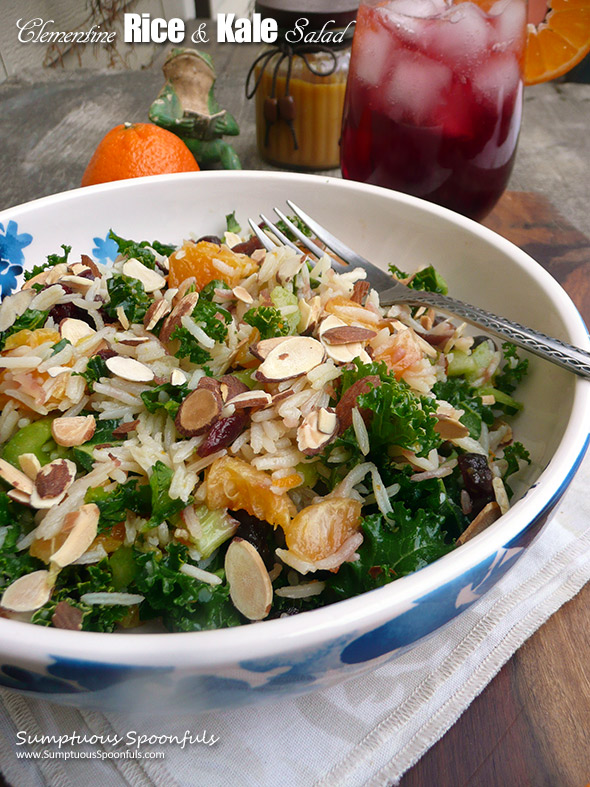 Clementine Rice & Kale Salad ~ Sumptuous Spoonfuls #citrus #kale #salad #recipe