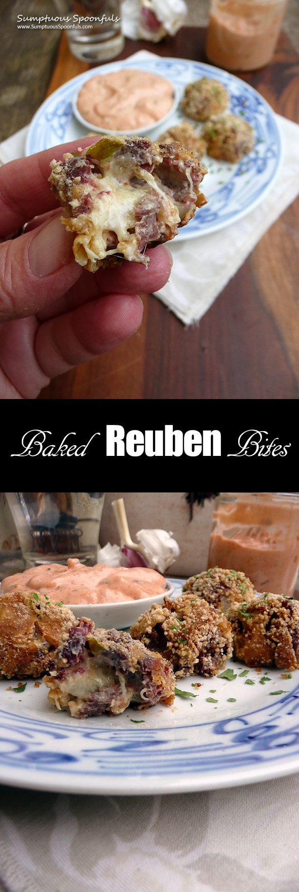 Baked Reuben Bites ~ Sumptuous Spoonfuls #cornedbeef #reuben #appetizers