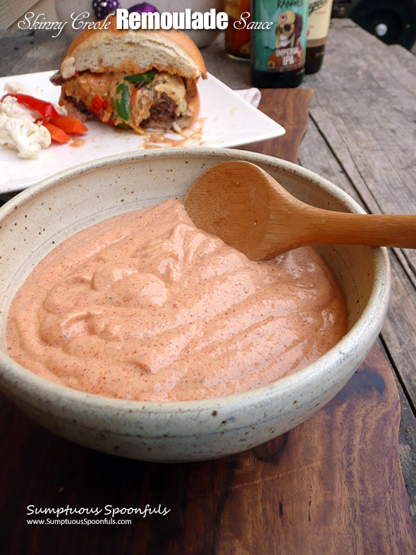 Skinny Creole Remoulade Sauce ~ Sumptuous Spoonfuls #spicy #creamy #creole #sauce #recipe