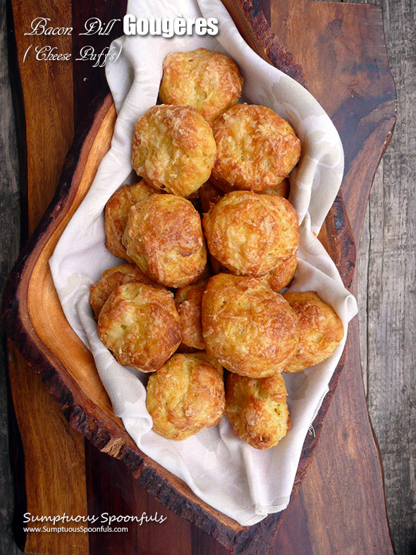 Bacon Dill Gougeres ~ Sumptuous Spoonfuls #French #Cheese #Puffs #Recipe