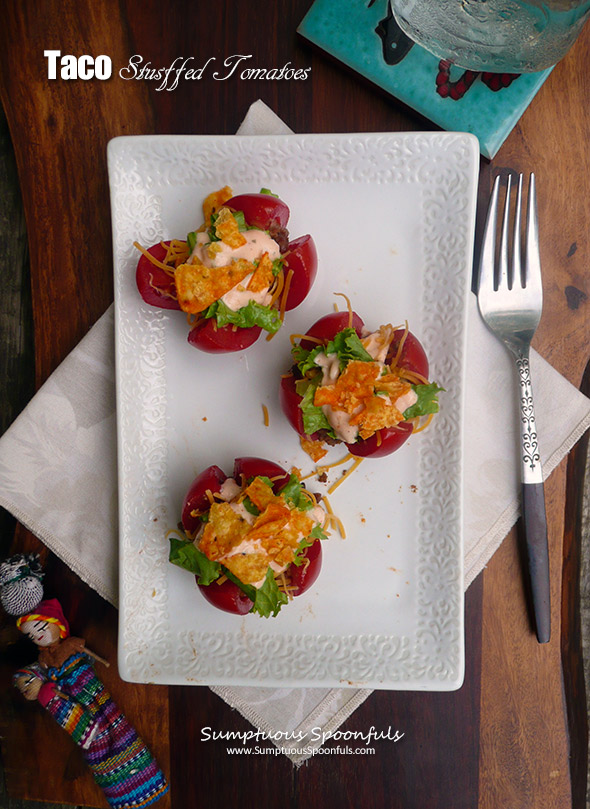 Taco Stuffed Tomatoes ~ #LowCarb #Mexican #Recipe