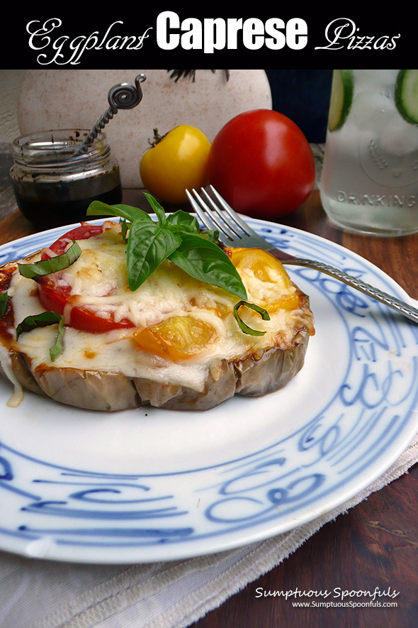 Eggplant Caprese Pizza ~ a delicious low carb pizza that is loaded with caprese flavor!