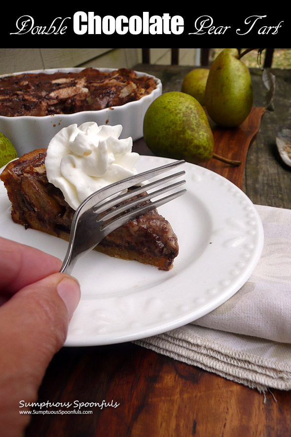 Double Chocolate Pear Tart #choctoberfest ~ decadent and elegant, this Double Chocolate Pear Tart is perfect for holiday entertaining