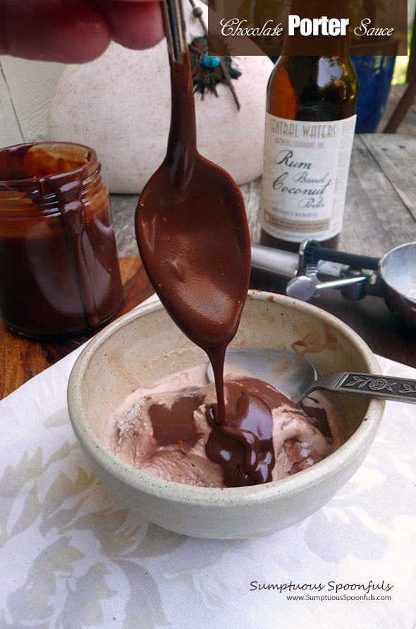 Chocolate Porter Sauce ~ a rich, decadent chocolate sauce with rum barrel coconut porter from Sumptuous Spoonfuls for #Choctoberfest