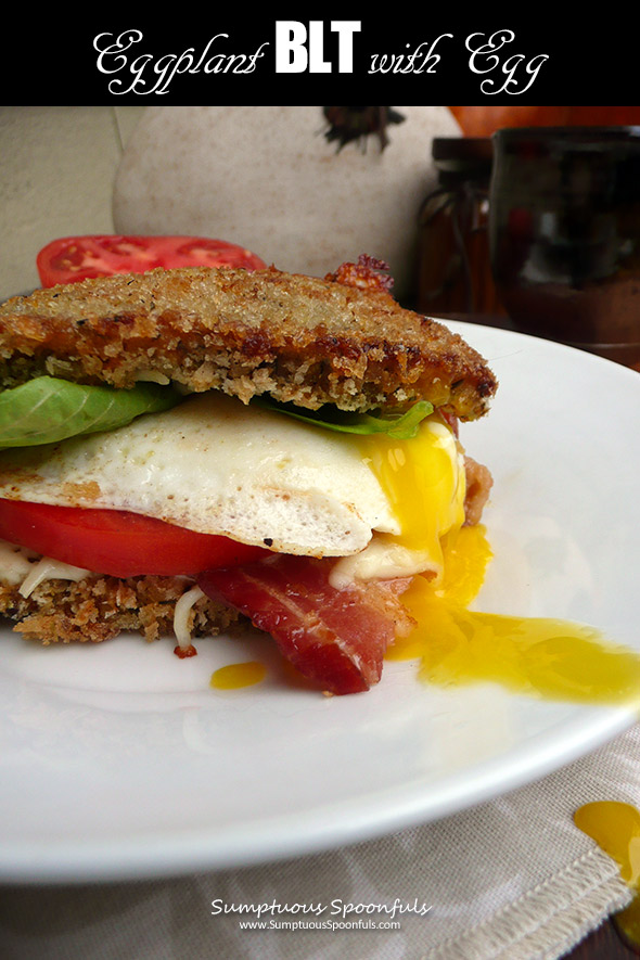 Eggplant BLT with Egg ~ eggplant parmesan meets BLT! Breaded eggplant slices take place of the "bread" in this delectable "sandwich". 