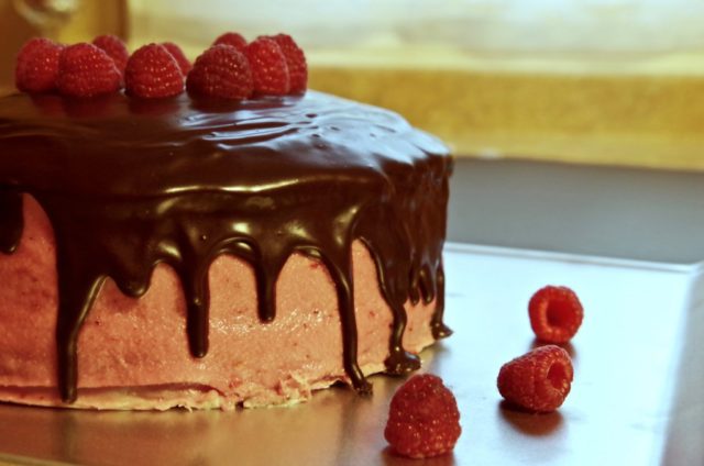 Red Wine Chocolate Cake w Raspberry Buttercream
