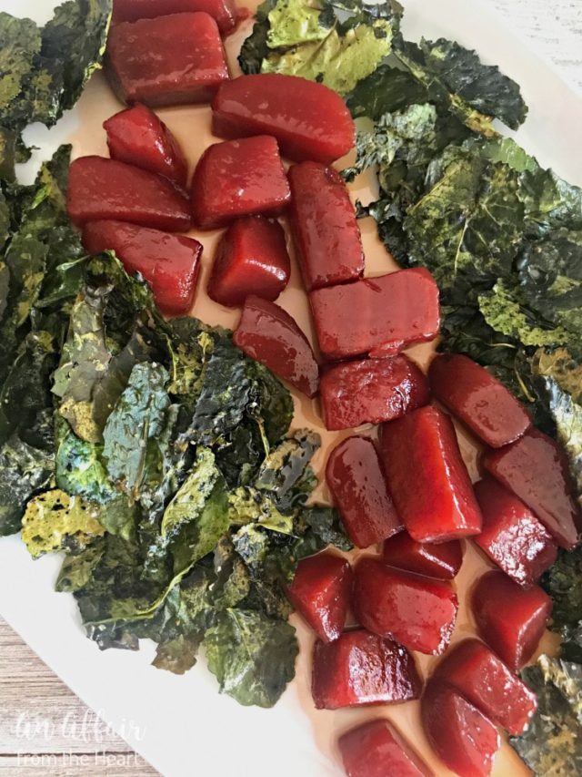 Honey Bourbon Glazed Beets with Crispy Kale ~ An Affair from the Heart