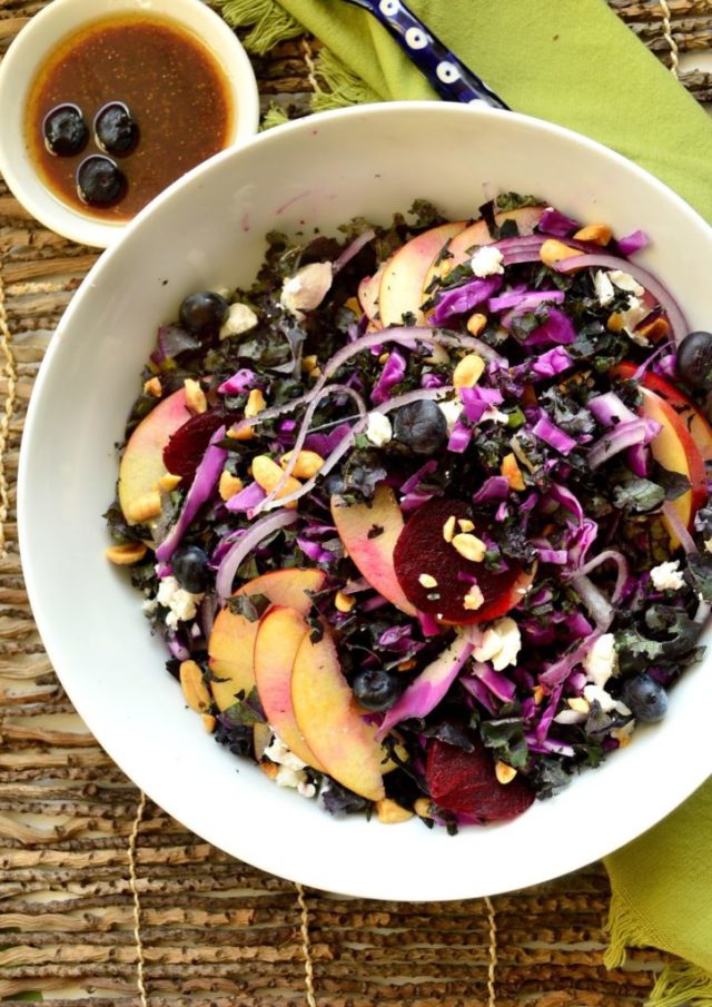 Purple Kale Salad with Blueberry Lime Vinaigrette