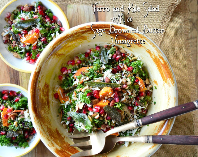 Farro Kale Salad with Sage Brown Butter Vinaigrette 