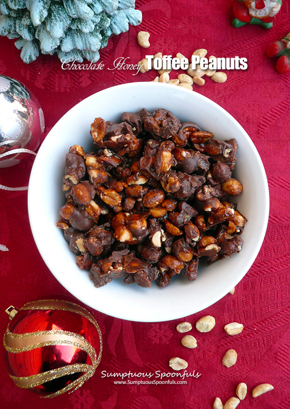 Chocolate Honey Toffee Peanuts ~ A toffee purist's recipe made with honey (no corn syrup!), vanilla and dipped in chocolate, like real toffee