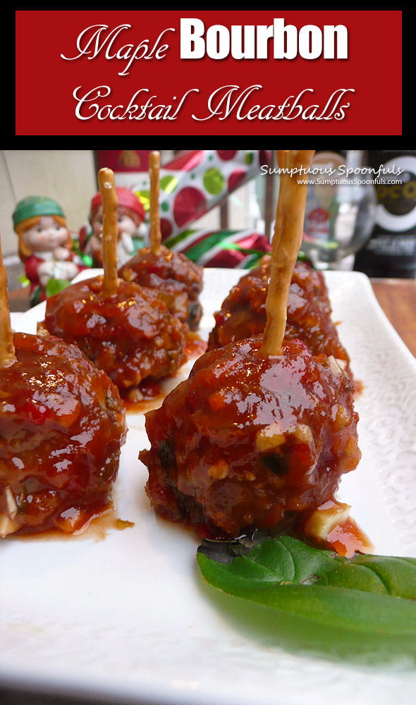 Maple Bourbon Cocktail Meatballs ~ Perfect for your holiday parties, these meatballs are swimming in a sweet maple bourbon sauce that everyone will love!