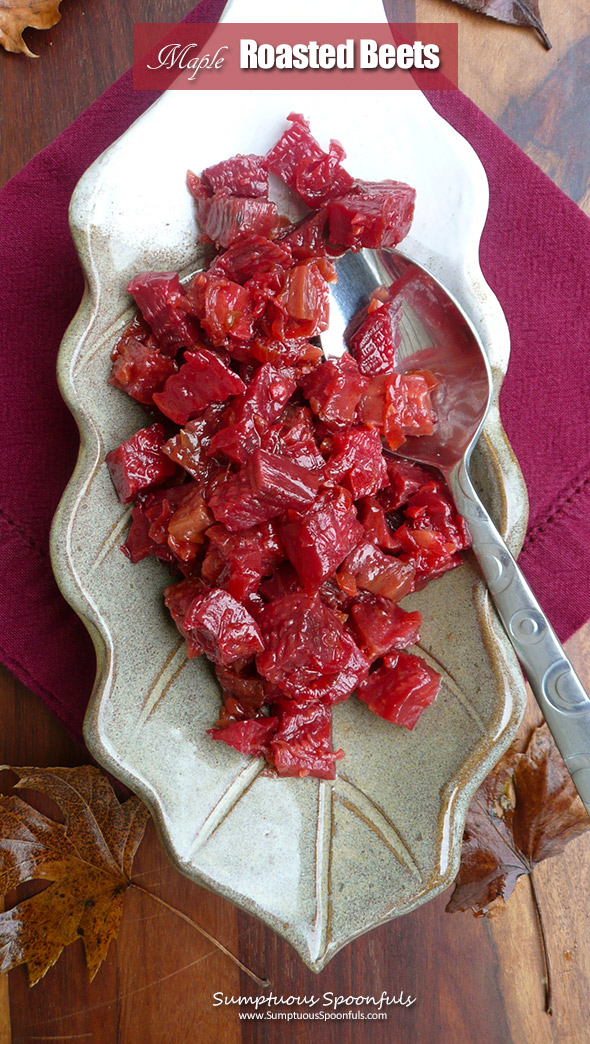 Maple Roasted Beets ~ beets take on a total different flavor dimension when roasted with garlic, onion and maple syrup