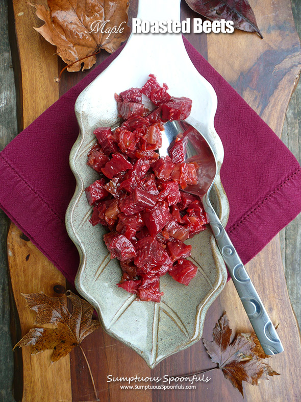 Maple Roasted Beets ~ beets take on a total different flavor dimension when roasted with garlic, onion and maple syrup