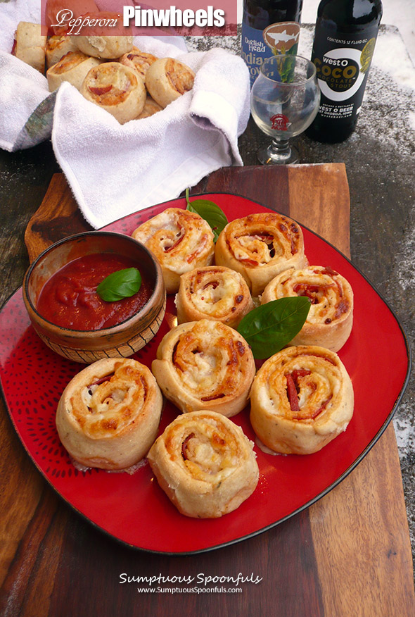 Pepperoni Pinwheels ~ the taste of pepperoni pizza in a fun, dippable, bite-size form!