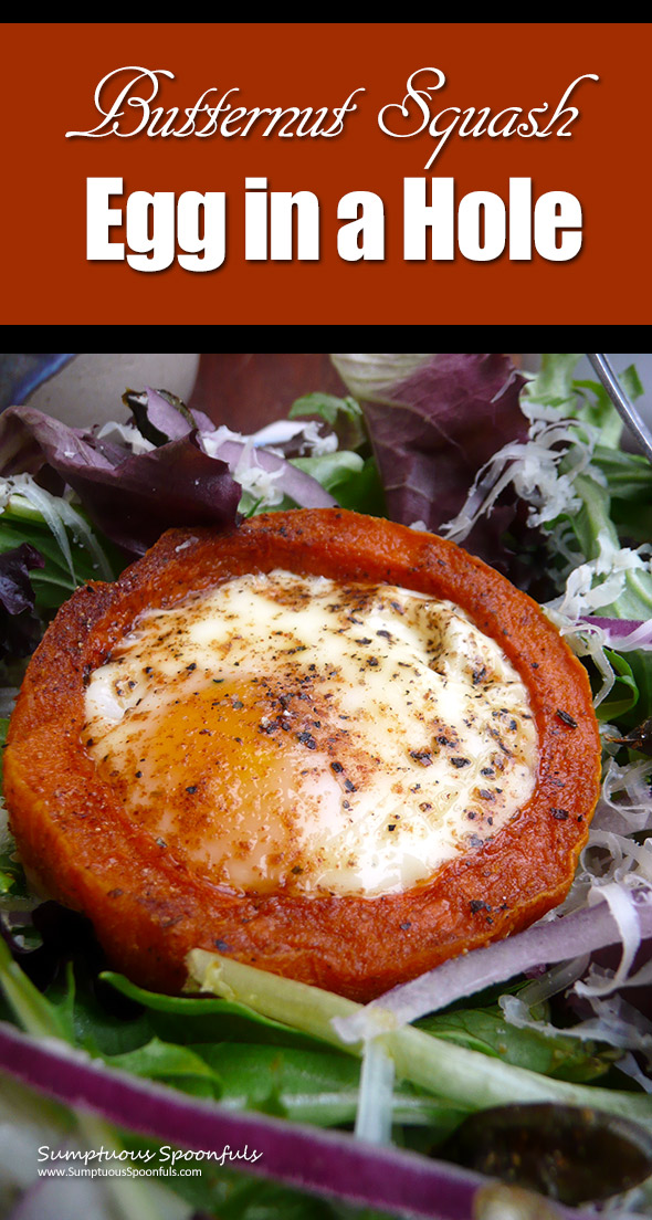 Butternut Squash Egg in a Hole ~ Recreate a childhood favorite grown up style, using squash in place of the bread and seasoning with Mediterranean spices, then roasted to perfection