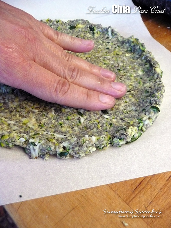 Zucchini Chia Pizza Crust ~ Grain free Gluten free Low carb Easy and Delicious!