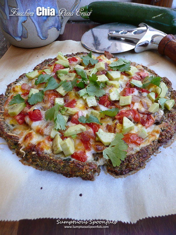 Zucchini Chia Pizza Crust ~ Grain free Gluten free Low carb Easy and Delicious!
