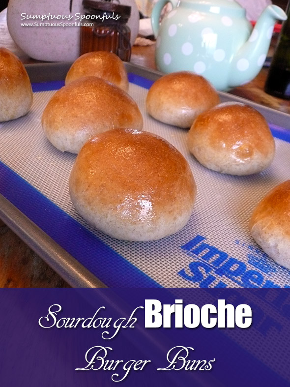 Sourdough Brioche Burger Buns ~ puffy and light, these sourdough brioche buns are the perfect vessel for a burger!