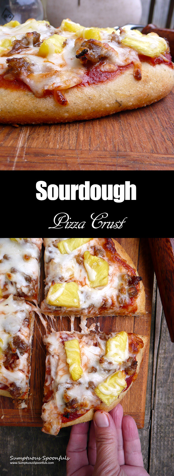Sourdough Pizza Crust ~ Seasoned with Garlic & Italian Seasoning, this easy pizza crust is perfectly crisp on the bottom and soft in the middle