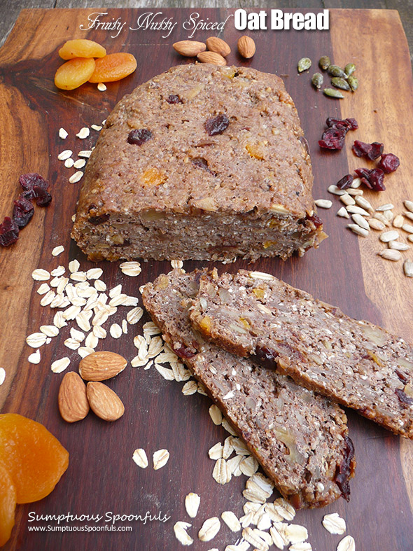 Fruity Nutty Spiced Oat Bread ~ Sweet, fruity, and filled with nuts and oats this hearty bread is a great way to start your day!