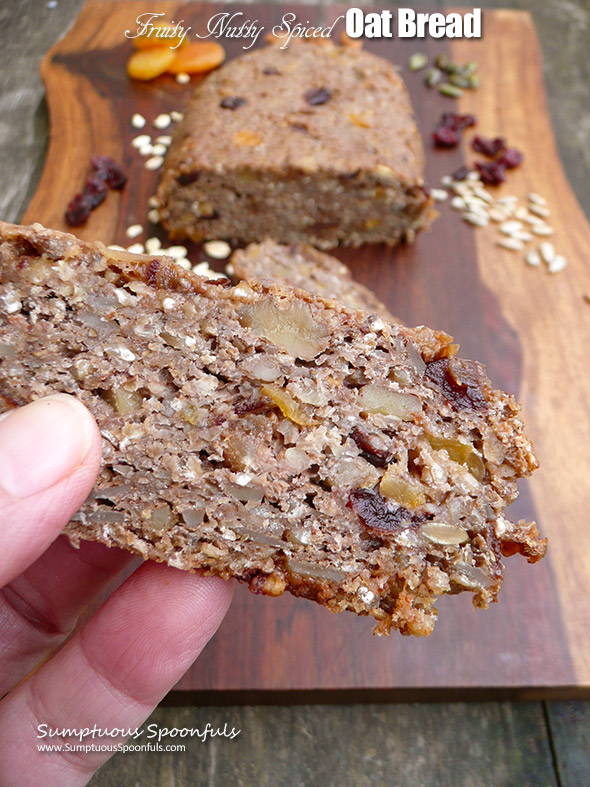 Fruity Nutty Spiced Oat Bread ~ Sweet, fruity, and filled with nuts and oats this hearty bread is a great way to start your day!