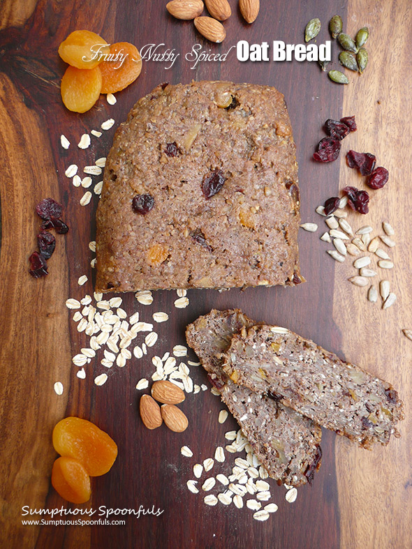 Fruity Nutty Spiced Oat Bread ~ Sweet, fruity, and filled with nuts and oats this hearty bread is a great way to start your day!