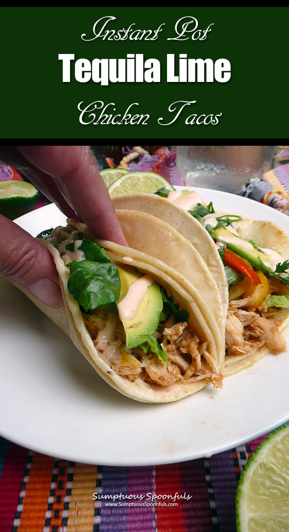 Instant Pot Tequila Lime Chicken Tacos ~ from frozen chicken to perfectly seasoned, shredded chicken taco meat. Ah-mazing! Thanks to the Instant Pot.