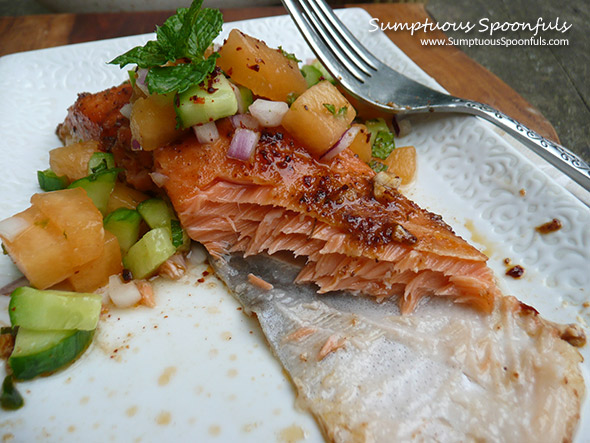 Maple Jerk Salmon with Cucumber Melon Salsa ! Sumptuous Spoonfuls #salmon #recipe