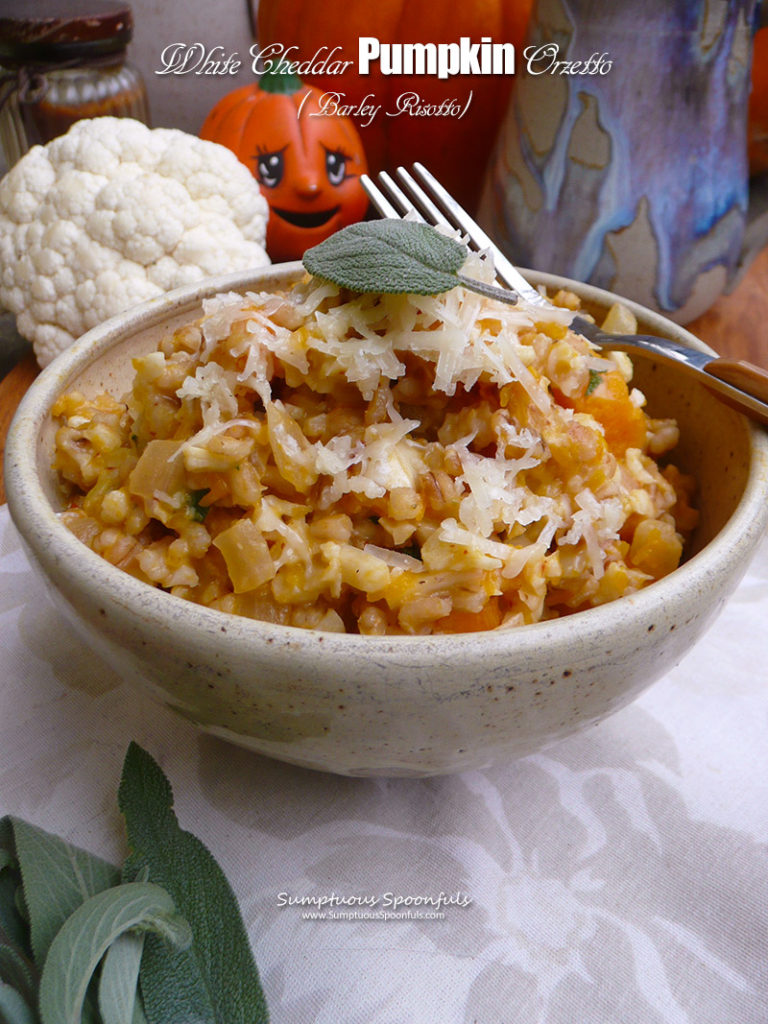 White Cheddar Pumpkin Cauliflower Barley Risotto