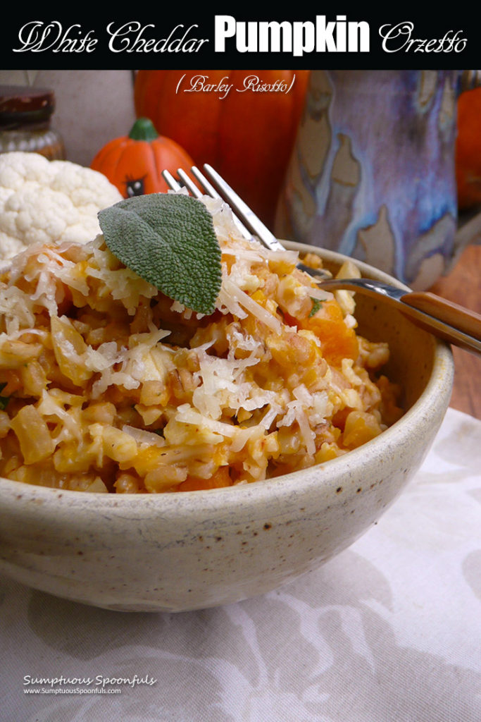 White Cheddar Pumpkin Cauliflower Barley Risotto