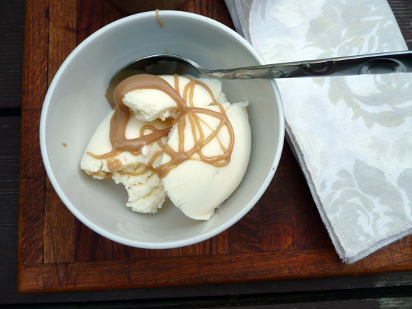 Sweet Corn Ice Cream with Salted Caramel Sauce