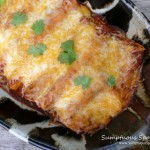 Smoky Red Shredded Chicken Enchiladas