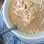 Cauliflower Potato Parmesan Soup ~ Sumptuous Spoonfuls #potato #cauliflower #parmesan #soup #recipe