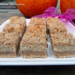 Crumb Topped Pumpkin Cheesecake Squares ~ Sumptuous Spoonfuls #pumpkin #cheesecake #recipe