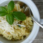 Basil Asiago Risotto ~ from Sumptuous Spoonfuls #risotto #recipe