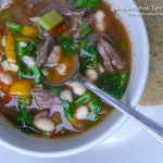 Beef, Bean, Barley, & Sweet Pepper Soup ~ Sumptuous Spoonfuls #beef #soup #recipe