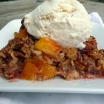Strawberry Peach Pecan Baked Oatmeal Crumble ~ Sumptuous Spoonfuls #baked #peach #oatmeal #recipe
