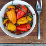 Feta Beef n Rice Stuffed Mini Peppers ~ Sumptuous Spoonfuls #stuffed #pepper #recipe