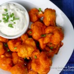 Buffalo Cauliflower "Wings" with Blue Cheese Yogurt Dip ~ Sumptuous Spoonfuls #buffalo #cauliflower #recipe