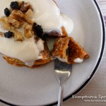Carrot Cake Pancakes with Cream Cheese Drizzle ~ Sumptuous Spoonfuls #pancake #recipe