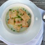 Creamy Havarti Cabbage Soup with Cheddar Croutons ~ Sumptuous Spoonfuls #soup #recipe