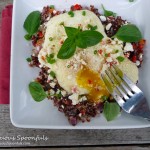 Savory Sweet Pepper & Onion Breakfast Quinoa ~ Sumptuous Spoonfuls #breakfast #egg #quinoa #recipe