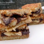 Toasted Peanut Butter Banana Dark Chocolate Panini ~ Sumptuous Spoonfuls #sandwich #recipe