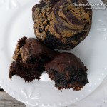 Double Dark Chocolate Peanut Butter Swirl Muffins ~ Sumptuous Spoonfuls #chocolate #muffin #recipe